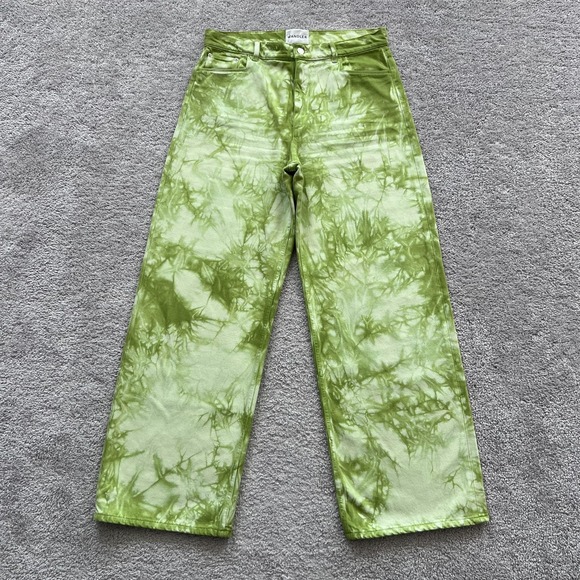 Wandler Denim - Wandler Magnolia Wide Leg Jeans Womens 31 Green‎ High Rise Made Italy Tie Dye